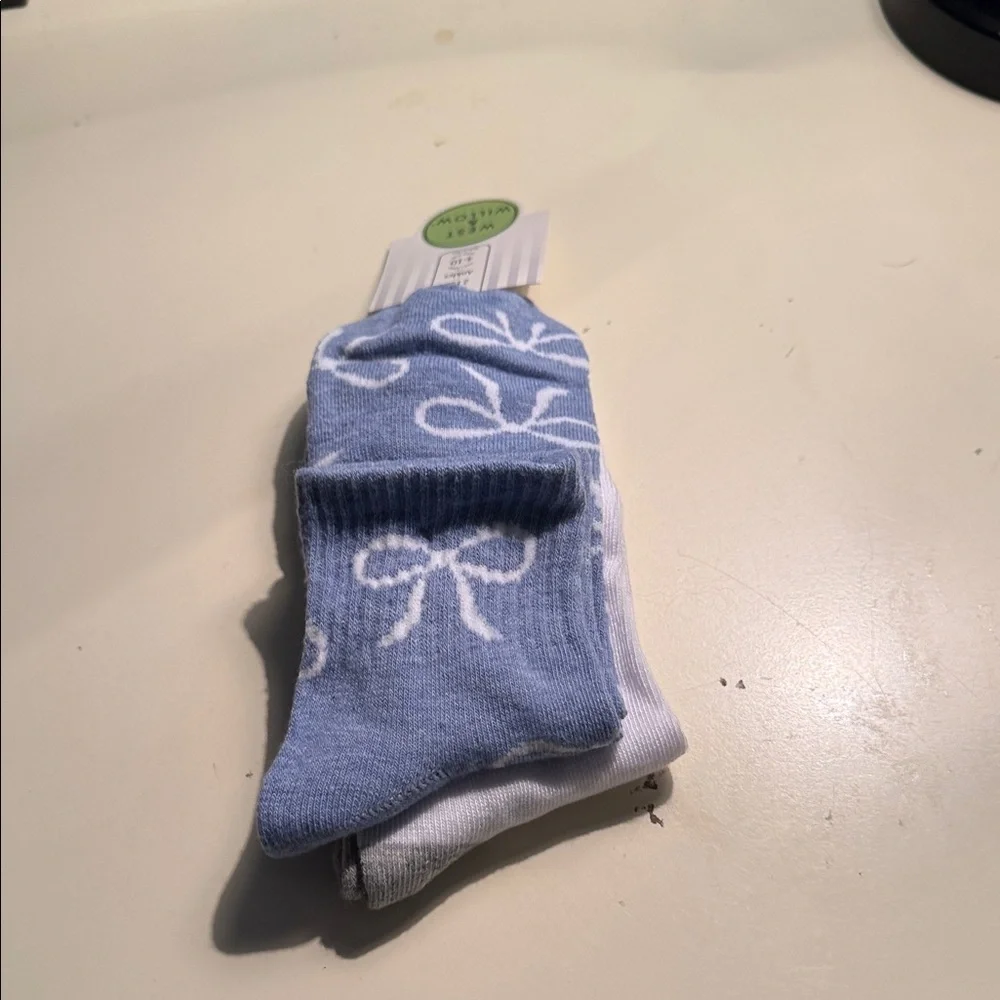 Women’s No-Show Sock Set in White and Light Blue